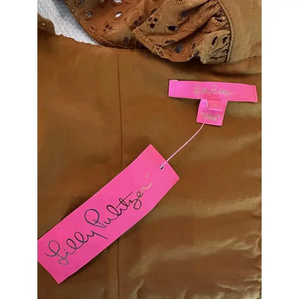 LILY PULITZER (8) Lolina Midi Set NWT Toffee Sunburst EYELET Luxury MSRP 298.00 - Picture 3 of 16